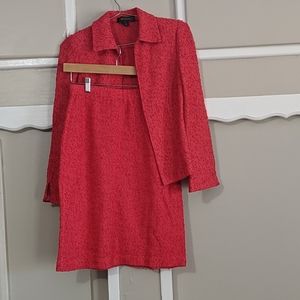 St John Red Knit Skirtsuit